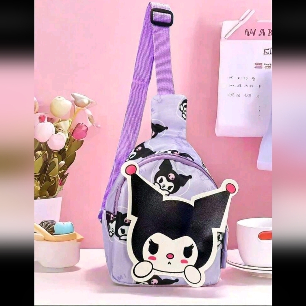 Playful Character Purple Backpack Kuromi Hello Kitty Mini Kids Backpack Womens